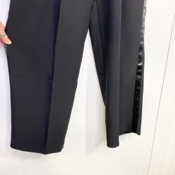 TEMPESTA Black Dressy Tuxedo Slacks Puddle Pants 4 - Picture 8 of 14